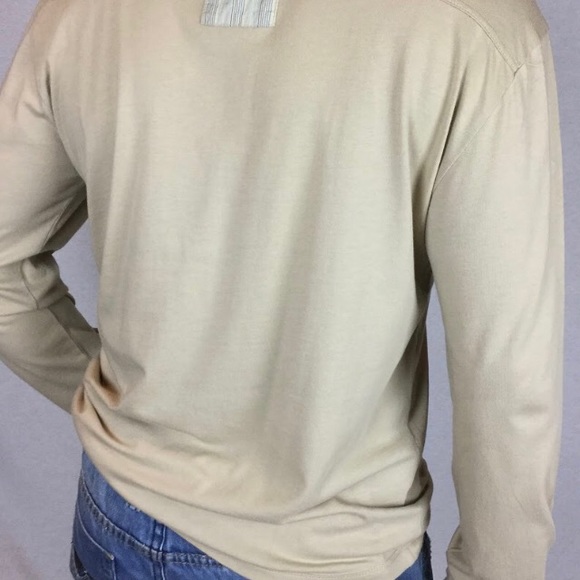 Incredible Produx Designer's Top beige crew neck long sleeves light sand patches - Picture 3 of 7